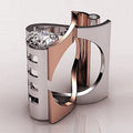 Hot Selling European American Copper Plated Geometric 3D Rhinestone Fashion Statement Ring view 1