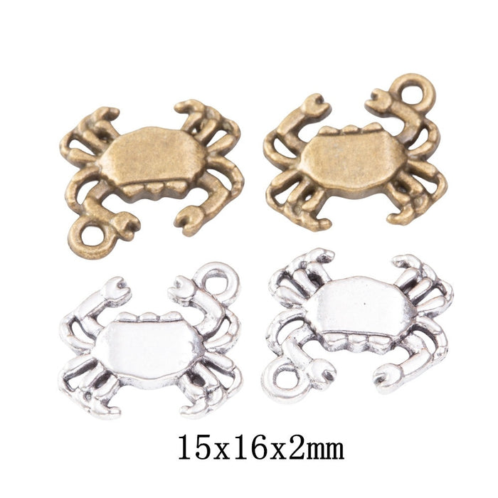Zinc Alloy Crab Charm Pendant for DIY Necklace Bracelet Jewelry Making