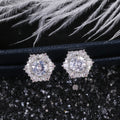 Luxury Women's Crystal White Zircon Hexagon Stud Earrings, Vintage Double Ear Jewelry view 4