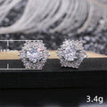 Luxury Women's Crystal White Zircon Hexagon Stud Earrings, Vintage Double Ear Jewelry view 5