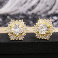 Luxury Women's Crystal White Zircon Hexagon Stud Earrings, Vintage Double Ear Jewelry view 6