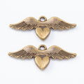 Zinc Alloy Winged Heart Charm Pendant No.616438 for DIY Necklace Bracelet Jewelry Making view 2