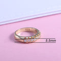 Minimalist Geometric Gold Plated Ring With Single Row Zircon Stones, Korean Style Jewelry view 5