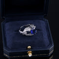 Creative Angel Wing Ring With Blue Zircon Inlay, European Fashion Cross Border Jewelry view 2