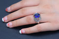Creative Angel Wing Ring With Blue Zircon Inlay, European Fashion Cross Border Jewelry view 4