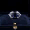 Creative Angel Wing Ring With Blue Zircon Inlay, European Fashion Cross Border Jewelry view 3