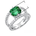 European American Copper White K Plated Micro Paved Zircon Green Stone Couple Ring For Women view 5