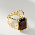 Vintage Red Square Gemstone Women's Ring Fashion Accessory Direct view 6