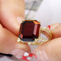 Vintage Red Square Gemstone Women's Ring Fashion Accessory Direct view 4
