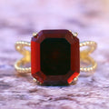Vintage Red Square Gemstone Women's Ring Fashion Accessory Direct view 3