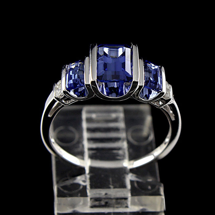 Classic Blue Crystal Ring European American Fashion Women's Temperament Jewelry
