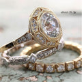 Full Zircon Geometric Ring Three Piece Set For Women European American Fashion Jewelry view 5