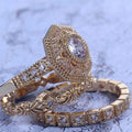 Full Zircon Geometric Ring Three Piece Set For Women European American Fashion Jewelry view 4