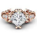 Classic Hollow Carved Rose Gold Ring With Prong Set Zircon, Fashion Jewelry Accessory view 1