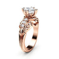 Classic Hollow Carved Rose Gold Ring With Prong Set Zircon, Fashion Jewelry Accessory view 2