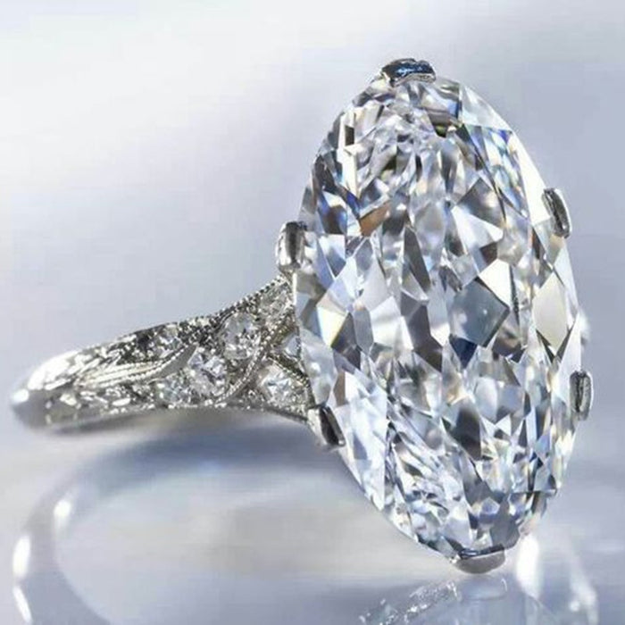 Oversized Pigeon Egg Shape Zircon Women's Wedding Ring, Electroplated Copper Jewelry