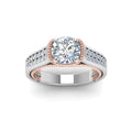 Classic European American Two Tone Womens Wedding Ring With Round Zircon Accent view 2