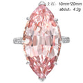 Oversized Marquise Pink Crystal Ring For Women European American Fashion Jewelry view 5