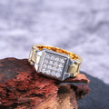 Creative Hip Hop Men's Band Ring With Zircon Studded Watch Strap Design, Fashion Jewelry view 3