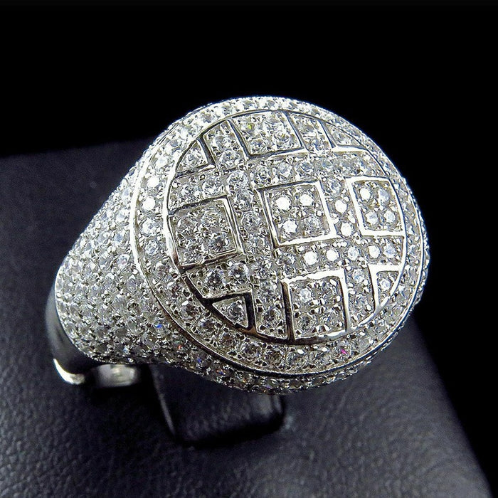 Vintage Ethnic Style Alloy Statement Ring Full Rhinestone Wedding Band For Men And Women