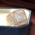 European American Trendy Men's Square Micro Pave Rhinestone Alloy Statement Ring view 3