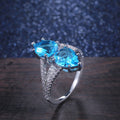Creative Symmetrical Blue Gemstone Womens Ring European American Style Wedding Jewelry view 4