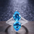 Creative Symmetrical Blue Gemstone Womens Ring European American Style Wedding Jewelry view 2