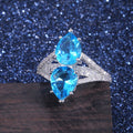Creative Symmetrical Blue Gemstone Womens Ring European American Style Wedding Jewelry view 3