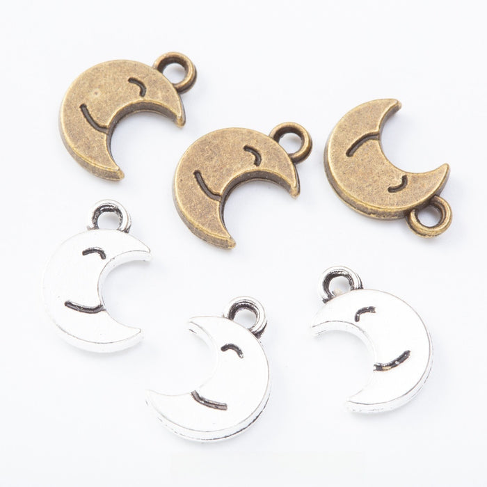 Zinc Alloy Smiling Moon Charm Pendant for DIY Necklace Bracelet Jewelry Making