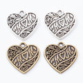 Zinc Alloy MOM Heart Charm Pendant for DIY Necklace Bracelet Jewelry Making view 4