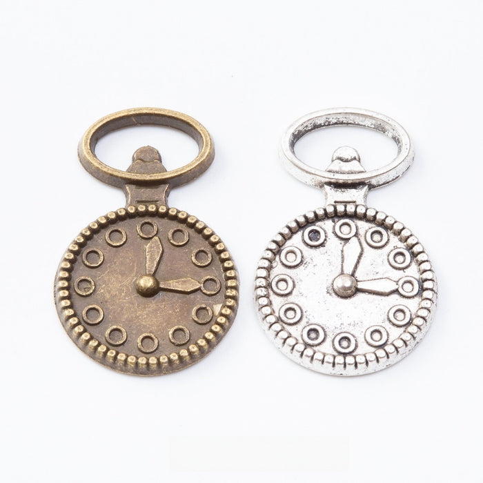 Zinc Alloy Clock Charm Pendant No.546816 for DIY Necklace Bracelet Jewelry Making
