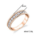 Korean Style Micro Pave Zircon Simple Engagement Women's Ring, Rose Gold Plated view 5
