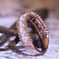 Korean Style Micro Pave Zircon Simple Engagement Women's Ring, Rose Gold Plated view 3