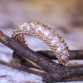 Korean Style Micro Pave Zircon Simple Engagement Women's Ring, Rose Gold Plated view 2