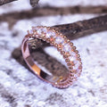Korean Style Micro Pave Zircon Simple Engagement Women's Ring, Rose Gold Plated view 4
