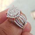 Women's Starry Full Rhinestone Engagement Ring European American Fashion Bridal Hand Jewelry view 1
