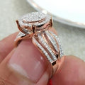 Women's Starry Full Rhinestone Engagement Ring European American Fashion Bridal Hand Jewelry view 3