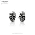 Luxury Rhinestone Skull Head Alloy Stud Earrings For Women Men Halloween Punk Fashion Earrings view 1