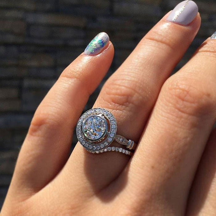 Korean Japanese Style Hollow Texture Premium Zircon Women's Ring Jewelry