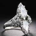 Women's Creative Double Large Pear Shape Zircon Ring, Fashion European Jewelry Supply view 2