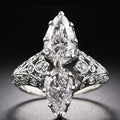 Women's Creative Double Large Pear Shape Zircon Ring, Fashion European Jewelry Supply view 1