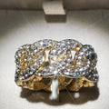 Men's Full Rhinestone Hip Hop Twisted Lock Chain Ring, Bold Personality Fashion Accessory view 2