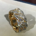 Men's Full Rhinestone Hip Hop Twisted Lock Chain Ring, Bold Personality Fashion Accessory view 3