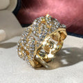 Men's Full Rhinestone Hip Hop Twisted Lock Chain Ring, Bold Personality Fashion Accessory view 4