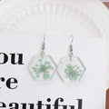 Elegant Transparent Acrylic Hexagon Dried Flower Resin Geometric Drop Hook Fashion Earrings view 4