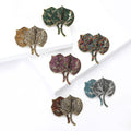 Alloy Rhinestone Leaf Brooch Pin For Elegant Garment Decoration view 2