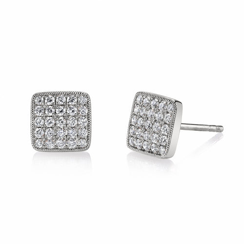 Fashion Minimalist Korean Style Square Copper Stud Earrings With Micro Paved Zircon For Women