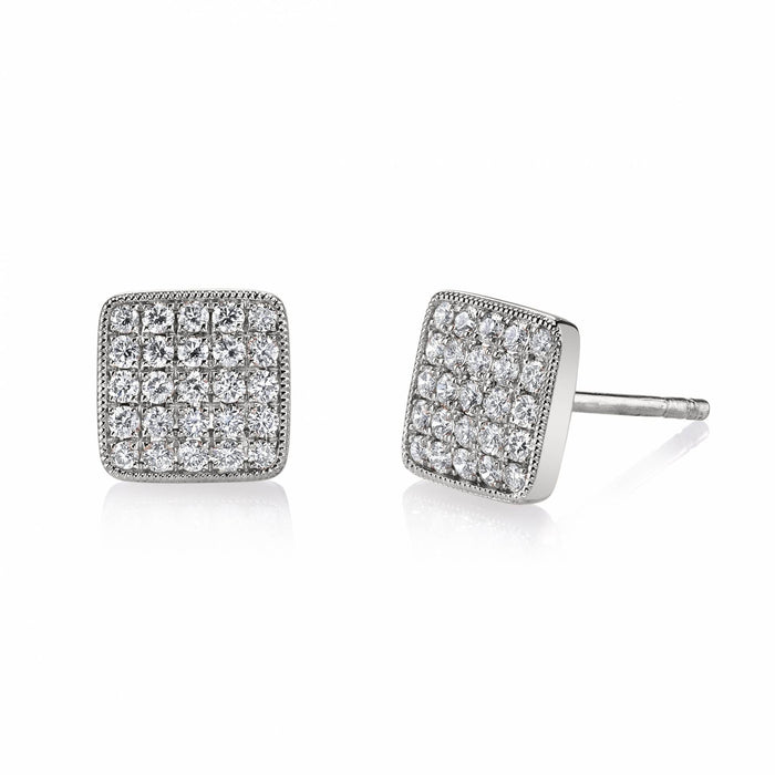 Fashion Minimalist Korean Style Square Copper Stud Earrings With Micro Paved Zircon For Women
