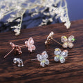 Korean Style Butterfly Earrings With Copper And Rhinestones, Sweet Girl Fashion Jewelry view 2