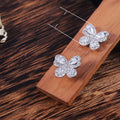 Korean Style Butterfly Earrings With Copper And Rhinestones, Sweet Girl Fashion Jewelry view 5
